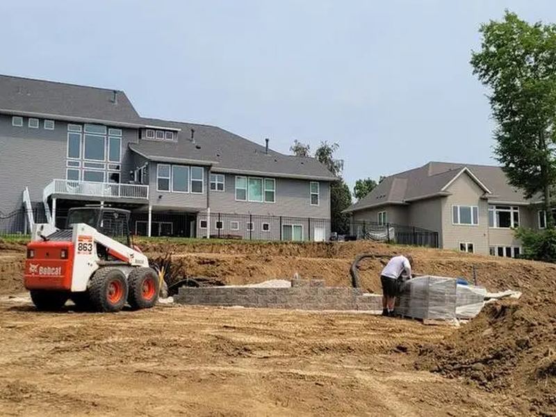 Drainage and French drains job in the Bluffwood neighborhood of Iowa City
